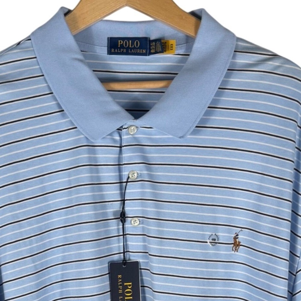 Polo Ralph Lauren Mens 4XB Striped Short Sleeve Polo Shirt Blue White Navy NWT